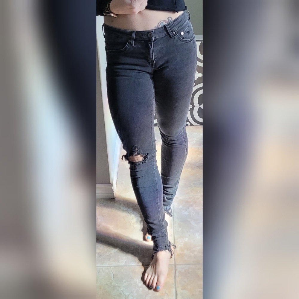 &Denim Jeans, size 28/32, super skinny, faded black